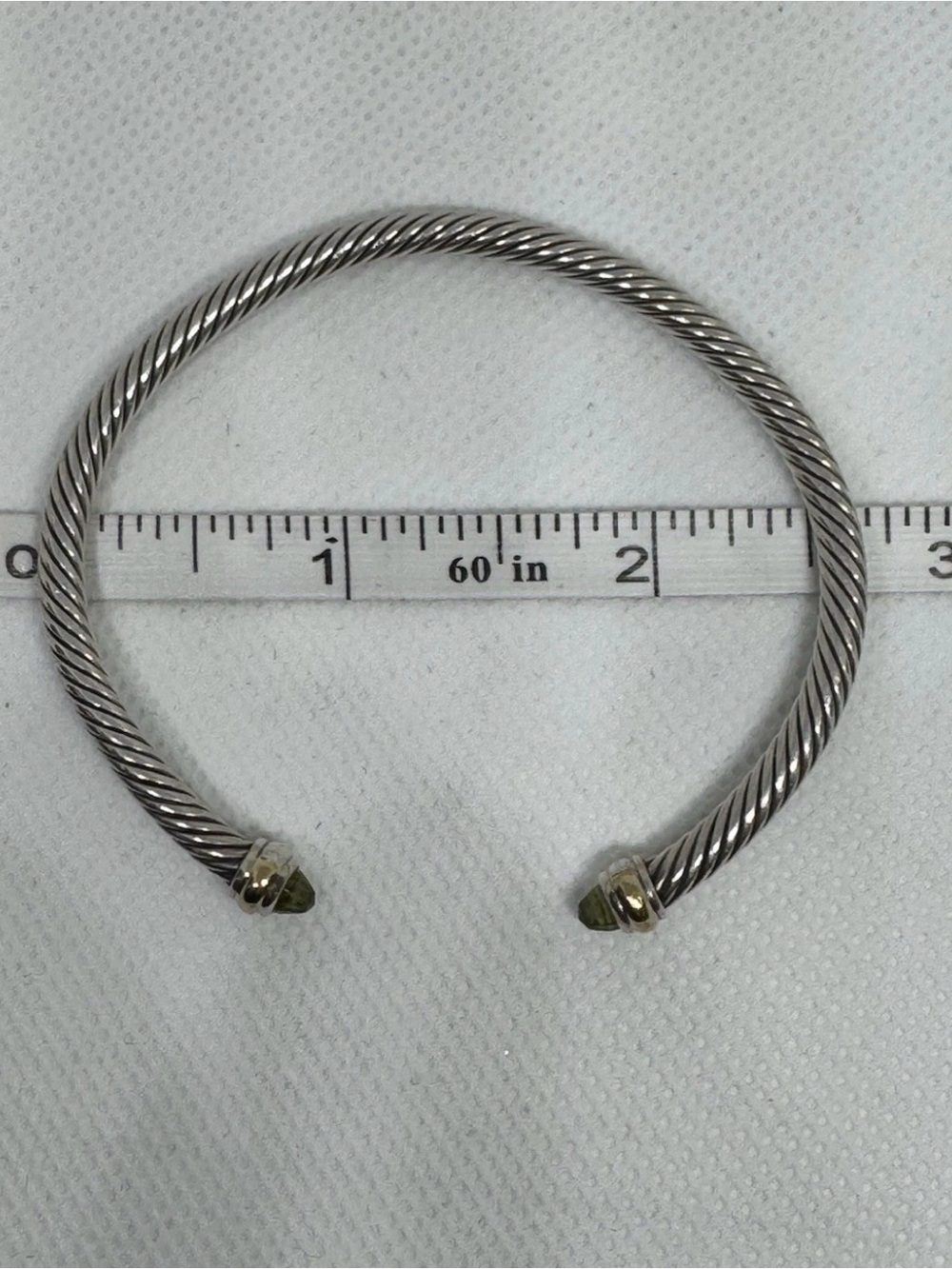 David Yurman Cable Classic 4mm Peridot 14k Gold Sterling Bracelet M READ - Picture 7 of 16